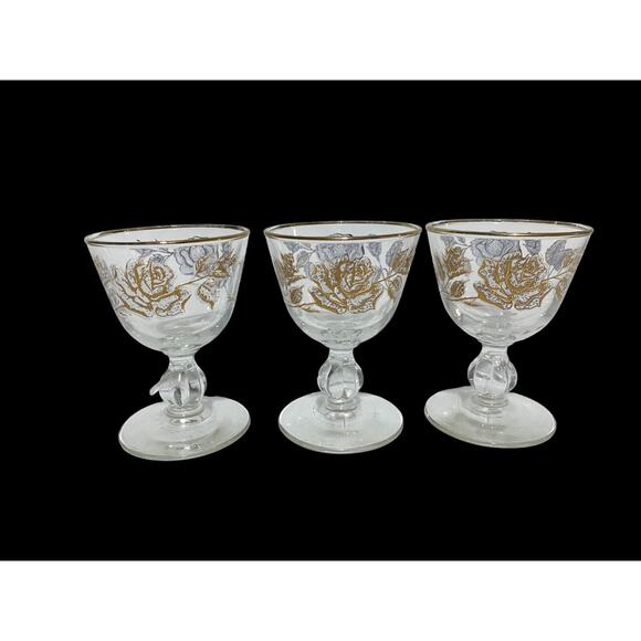 Libbey Rose Bouquet Barware Cordial Sherry Elegant Glass 3.75" Tall Set of 3 - Picture 8 of 9